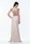 Terani Couture - High Mandarin Bejeweled Sheath Gown 151M0352A In Champagne
