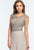 Terani Couture - 151M0354A Illusion Net Embellished Sheath Gown in Silver