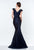 Terani Couture - 151M0370A Embellished V-Neck Mermaid Dress in Blue
