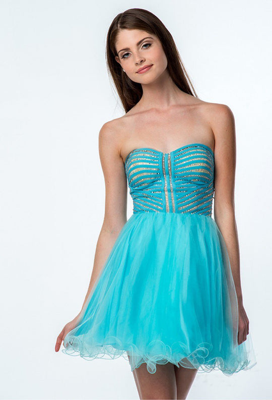 Terani Couture - 151P0018A Embellished Sweetheart A-line Dress in Green