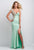 Terani Couture - 151P0064A Ornate Asymmetrical Illusion Gown in Green