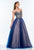 Terani Couture - 151P0097A Strapless Beaded Bodice Evening Gown in Blue and Neutral