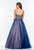 Terani Couture - 151P0097A Strapless Beaded Bodice Evening Gown in Blue and Neutral