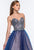 Terani Couture - 151P0097A Strapless Beaded Bodice Evening Gown in Blue and Neutral