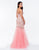 Terani Couture - 151P0110A Strapless Rose Motif Embellished Mermaid Gown In Pink and Neutral
