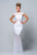 Terani Couture - 151P0171A Jewel Neck Trumpet Dress in White