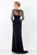 Terani Couture - Elegant Bead Embellished Scoop Neck Sheath Gown 1522M0655A In Navy