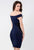 Terani Couture - Dashing Bandage Off-Shoulder Dress 1523C0322 in Navy Blue