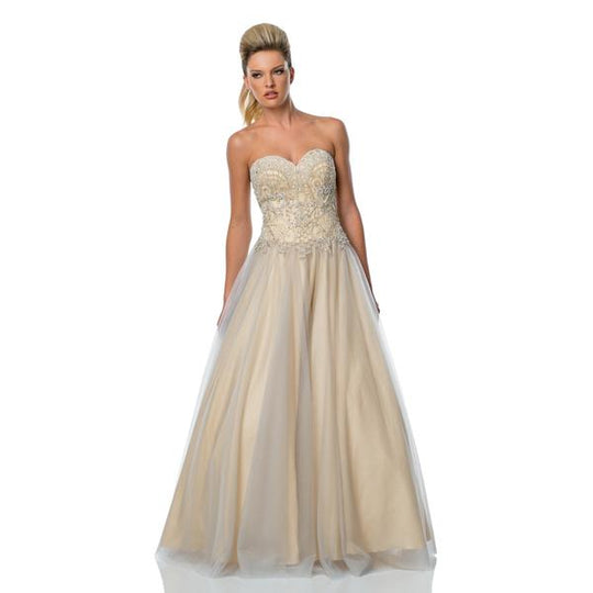 Terani Couture - 15CB03 Bejeweled Sweetheart Ballgown in Neutral