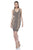 Terani Couture - Seductive Beaded V-Neck Polyester Tea Length Dress 1611C0043A In Taupe Nude