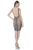 Terani Couture - Seductive Beaded V-Neck Polyester Tea Length Dress 1611C0043A In Taupe Nude