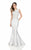 Terani Couture - 1611E0183A Plunging V Back Sheath Dress in Silver