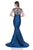 Terani Couture - Elegant Beaded Sleeveless Illusion Neck Polyester Trumpet Gown 1611M0625B In Blue
