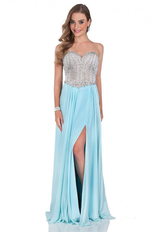 Terani Couture - 1611P0207A Fully Jeweled Bodice Evening Dress in Blue