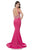 Terani Couture - 1612P0507A Plunging V-Neck Trumpet Gown in Pink