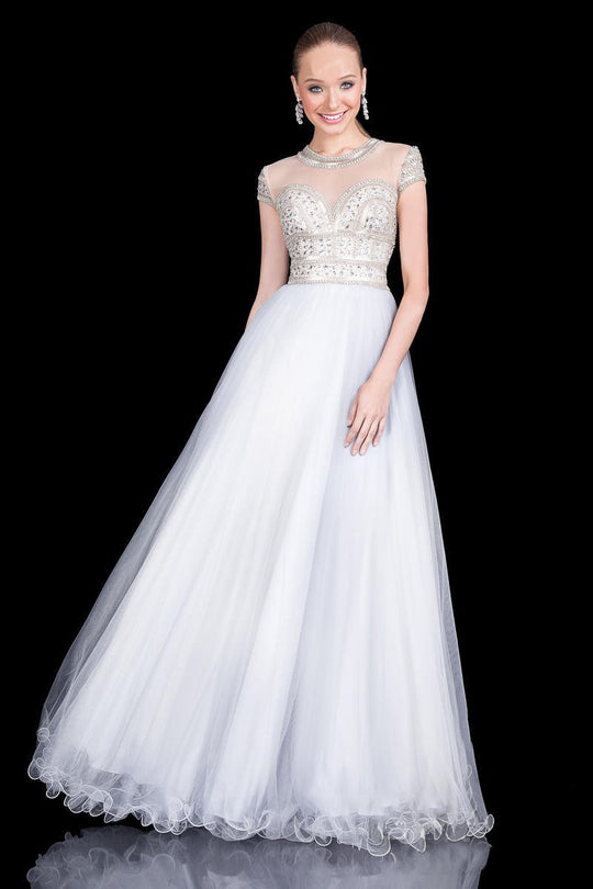 Terani Couture - Unearthly Sweetheart Glistening Ball Gown 1615P1315 in Silver and  Neutral