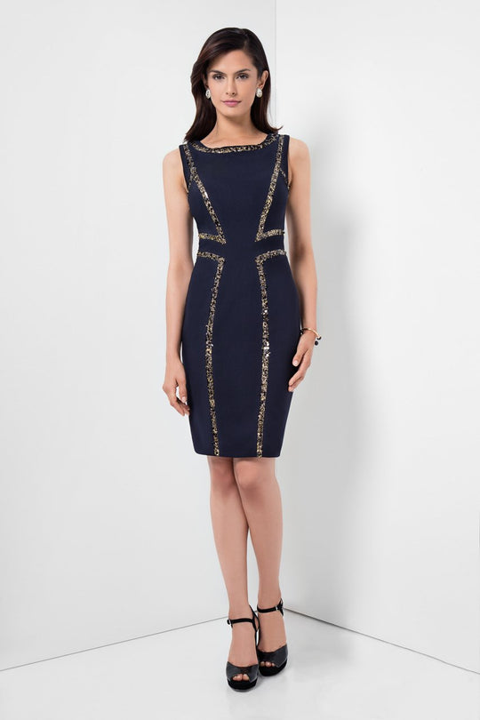 Terani Couture - Sophisticated Body-fitting sleeveless Dress 1621C1260 in Blue