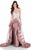Terani Couture - 1621E1468 Strapless Lace Applique Gown with Train In White and Brown