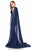 Terani Couture - Sleeveless Stone Encrusted Cape Gown1621E1505 In Blue