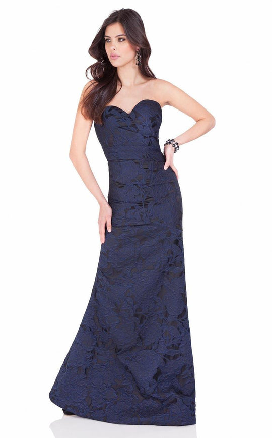 Terani Couture - Strapless Sweetheart Floral Print Gown 1621E1512 In Blue and Black