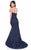 Terani Couture - Strapless Sweetheart Floral Print Gown 1621E1512 In Blue and Black
