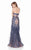 Terani Couture - Strapless Sweetheart Beaded Leather Fit and Flare Feather Gown 1621GL1903 In Blue and Neutral