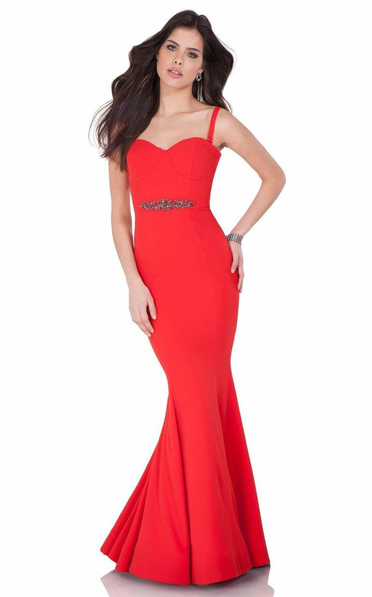 Terani Couture - Sweetheart Jewelled Fit and Flare Evening Gown 1622E1546 In Red