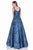 Terani Couture - Two Piece Floral Print A-line Gown 1622E1582 In Blue and Floral