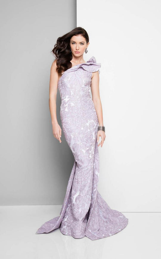 Terani Couture - Flowery Embellished One-Shoulder Mermaid Gown 1711E3171 in Purple