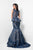 Terani Couture - Ornate Tiered Mermaid Gown with Peplum Detail 1711GL3536 In Blue and Neutral