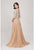 Terani Couture - V- Neck Beaded Chiffon A-line Evening Dress 1711M3379 In Neutral