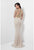 Terani Couture - Beaded Three-quarter Sleeve Illusion Dress 1711M3403 - Neutral