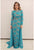 Terani Couture - 1712E3642 Sheer Long Sleeve Caped Gown in Green