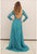Terani Couture - 1712E3642 Sheer Long Sleeve Caped Gown in Green