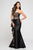 Terani Couture - 1721E4120 Strapless Gown with Ruffled Side Panel in Black and Gold