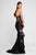 Terani Couture - 1721E4120 Strapless Gown with Ruffled Side Panel in Black and Gold
