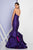 Terani Couture - 1721E4125 Illusion High Neck Ruffled and Mermaid Gown in Purple and Pink