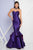 Terani Couture - 1721E4125 Illusion High Neck Ruffled and Mermaid Gown in Purple and Pink
