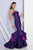 Terani Couture - 1721E4125 Illusion High Neck Ruffled and Mermaid Gown in Purple and Pink