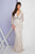 Terani Couture - 1721E4133 Beaded Long Sleeves Sheath Long Gown in Neutral and Silver