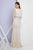 Terani Couture - 1721E4133 Beaded Long Sleeves Sheath Long Gown in Neutral and Silver