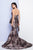Terani Couture - 1721E4139 Strapless Ruched Printed Mermaid Gown in Gray and Brown