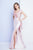 Terani Couture - 1721E4147 V Neck Trumpet Gown with Back Ruffled Panel in Pink