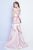 Terani Couture - 1721E4147 V Neck Trumpet Gown with Back Ruffled Panel in Pink