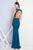 Terani Couture - 1721E4158 Sleeveless Scoop Sheath Long Dress in Blue