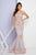 Terani Couture - 1721GL4430 Embellished Scoop Neck Trumpet Dress in Pink and Gray
