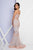 Terani Couture - 1721GL4430 Embellished Scoop Neck Trumpet Dress in Pink and Gray