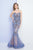 Terani Couture - 1721GL4430 Embellished Scoop Neck Trumpet Dress in Blue and Gray