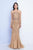 Terani Couture - 1721GL4431 Illusion Halter Neck Trumpet Dress in Brown