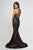 Terani Couture - 1721GL4431 Illusion Halter Neck Trumpet Dress in Black